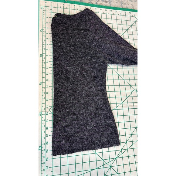 Eye Candy Vintage Fuzzy Metallic Shimmer Boat Neck Bell Gray Size L Sweater Goth - Picture 7 of 8